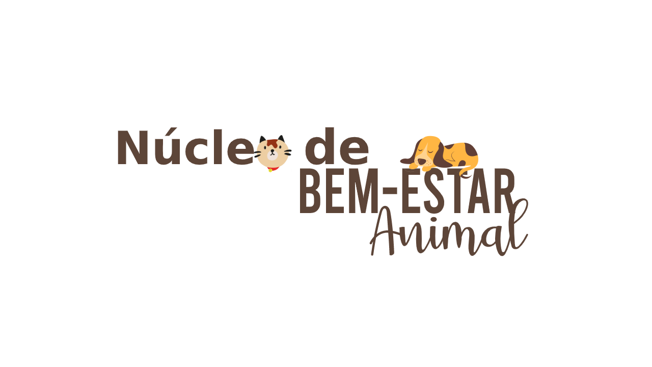 Texto Escrito Núcleo de Bem estar Animal com um cachorro deitado e um gato como O