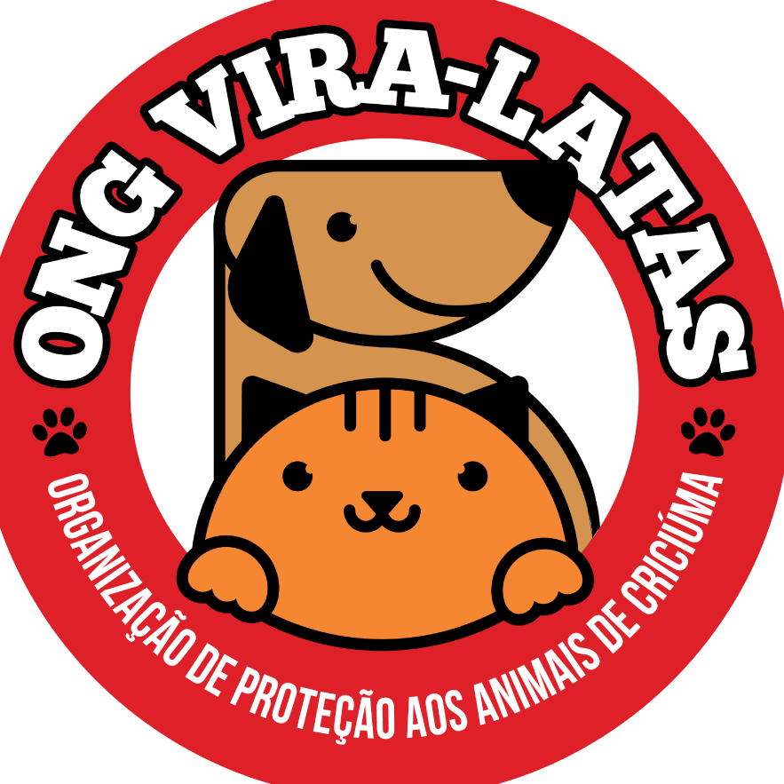 Logo onde tem um Cachorro e um Gato escrito Ong Vira-latas